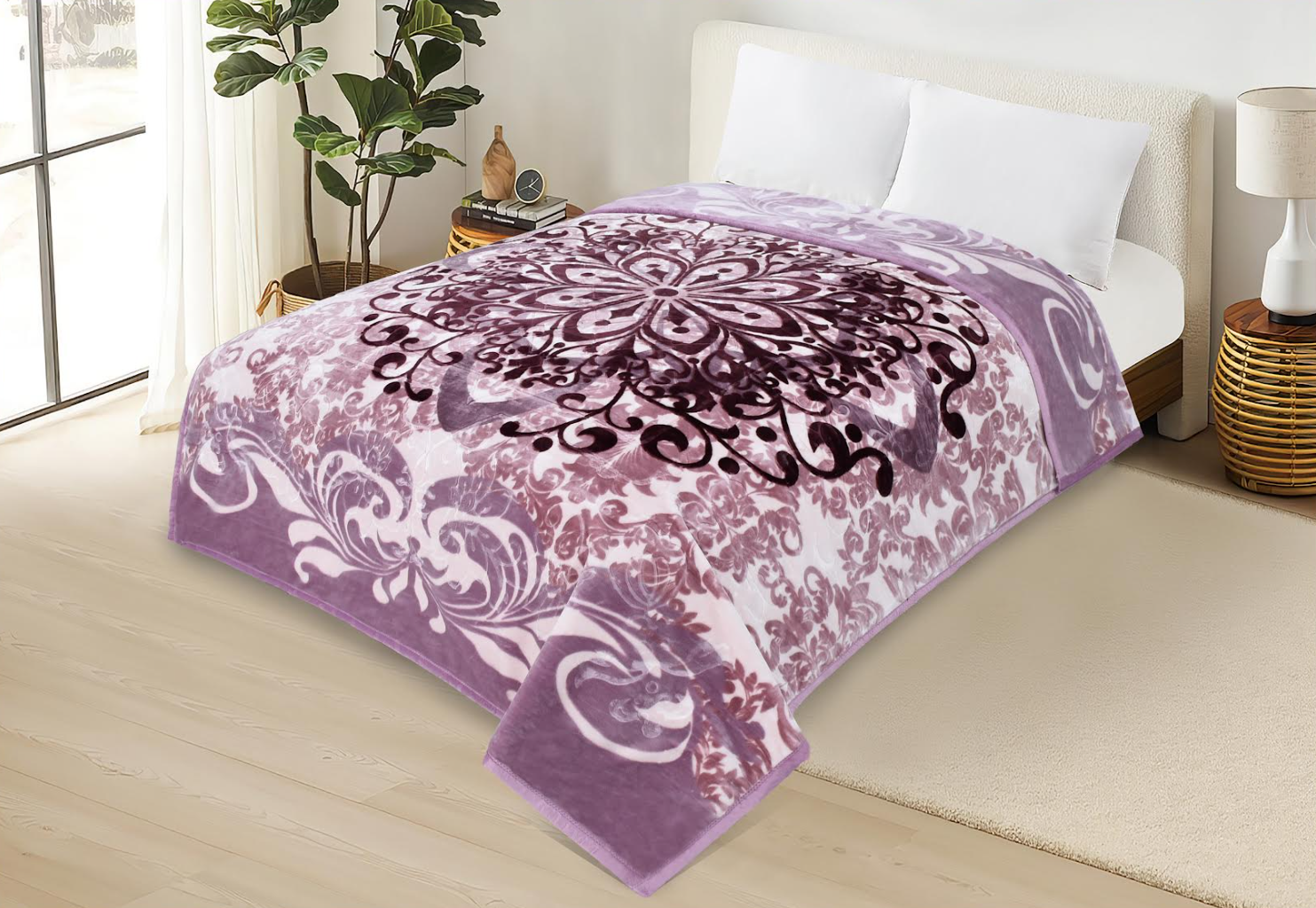 2 Ply Heavy Korean Mink Raschel Queen Size Blanket - Plush, Fleece and Warm for Ultimate Comfort - Fleece Blanket - Weight Blanket 8.8lb 4kg