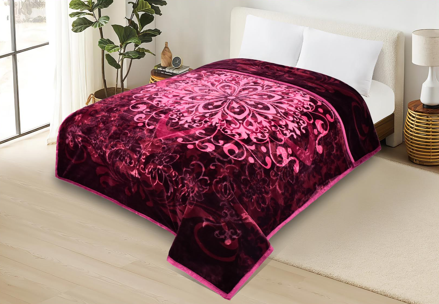 2 Ply Heavy Korean Mink Raschel Queen Size Blanket - Plush, Fleece and Warm for Ultimate Comfort - Fleece Blanket - Weight Blanket 8.8lb 4kg