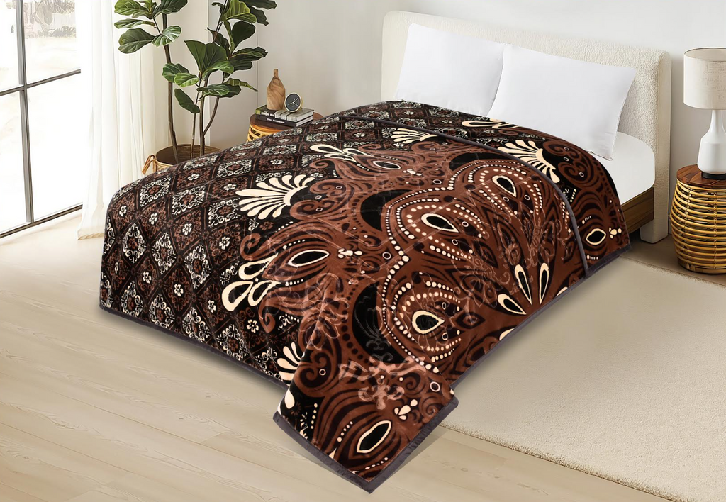 2 Ply Heavy Korean Mink Raschel Queen Size Blanket - Plush, Fleece and Warm for Ultimate Comfort - Fleece Blanket - Weight Blanket 8.8lb 4kg