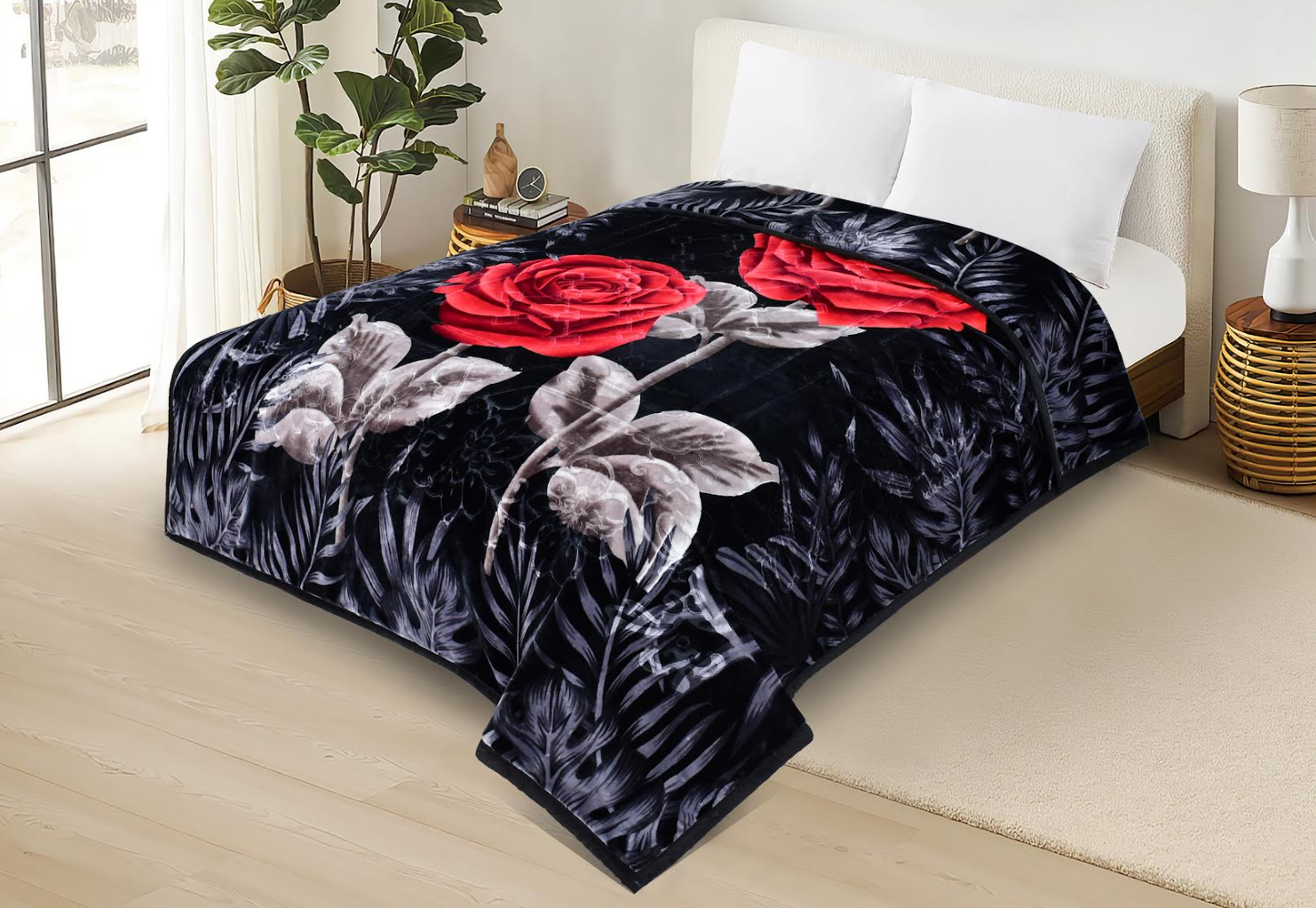 2 Ply Heavy Korean Mink Raschel Queen Size Blanket - Plush, Fleece and Warm for Ultimate Comfort - Fleece Blanket - Weight Blanket 8.8lb 4kg