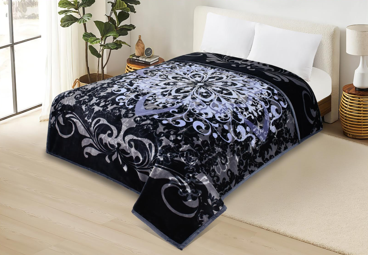 2 Ply Heavy Korean Mink Raschel Queen Size Blanket - Plush, Fleece and Warm for Ultimate Comfort - Fleece Blanket - Weight Blanket 8.8lb 4kg