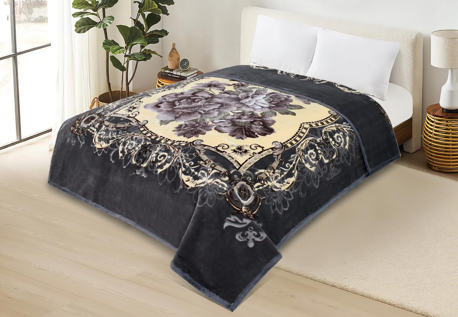 2 Ply Heavy Korean Mink Raschel Queen Size Blanket - Plush, Fleece and Warm for Ultimate Comfort - Fleece Blanket - Weight Blanket 8.8lb 4kg