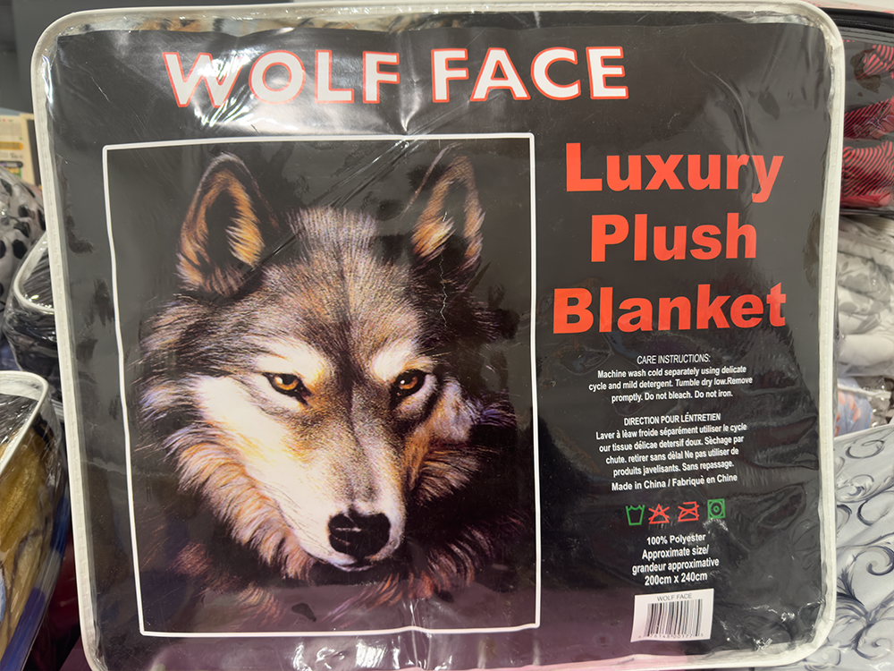 Queen Size Wolf Face Luxury Plush Blanket